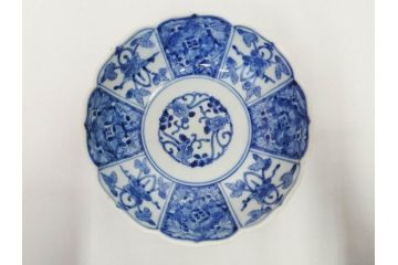江戸期　古伊万里　染付　渦福　なます皿　4.7寸・4.9寸　お料理を華やかに引き立ててくれる皿6枚セット(花唐草、輪花皿、変形皿、小皿、豆皿、中皿、銘々皿、取り皿、和皿、和食器、四寸七分、四寸九分)(R-081679)