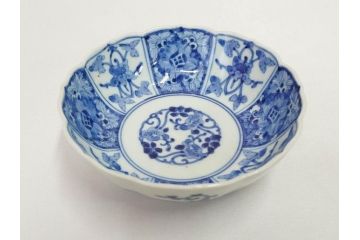 江戸期　古伊万里　染付　渦福　なます皿　4.7寸・4.9寸　お料理を華やかに引き立ててくれる皿6枚セット(花唐草、輪花皿、変形皿、小皿、豆皿、中皿、銘々皿、取り皿、和皿、和食器、四寸七分、四寸九分)(R-081679)