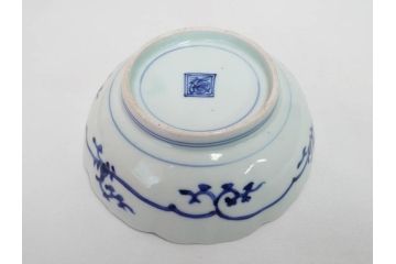 江戸期　古伊万里　染付　渦福　なます皿　4.7寸・4.9寸　お料理を華やかに引き立ててくれる皿6枚セット(花唐草、輪花皿、変形皿、小皿、豆皿、中皿、銘々皿、取り皿、和皿、和食器、四寸七分、四寸九分)(R-081679)