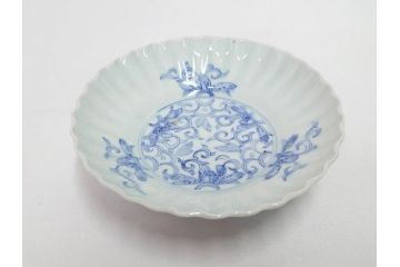 江戸期　古伊万里　染付　渦福　なます皿　4.7寸・4.9寸　お料理を華やかに引き立ててくれる皿6枚セット(花唐草、輪花皿、変形皿、小皿、豆皿、中皿、銘々皿、取り皿、和皿、和食器、四寸七分、四寸九分)(R-081679)