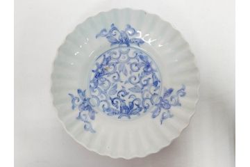 江戸期　古伊万里　染付　渦福　なます皿　4.7寸・4.9寸　お料理を華やかに引き立ててくれる皿6枚セット(花唐草、輪花皿、変形皿、小皿、豆皿、中皿、銘々皿、取り皿、和皿、和食器、四寸七分、四寸九分)(R-081679)