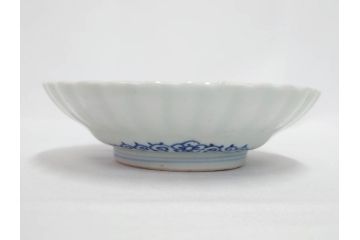 江戸期　古伊万里　染付　渦福　なます皿　4.7寸・4.9寸　お料理を華やかに引き立ててくれる皿6枚セット(花唐草、輪花皿、変形皿、小皿、豆皿、中皿、銘々皿、取り皿、和皿、和食器、四寸七分、四寸九分)(R-081679)