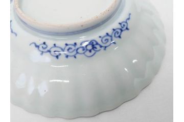 江戸期　古伊万里　染付　渦福　なます皿　4.7寸・4.9寸　お料理を華やかに引き立ててくれる皿6枚セット(花唐草、輪花皿、変形皿、小皿、豆皿、中皿、銘々皿、取り皿、和皿、和食器、四寸七分、四寸九分)(R-081679)