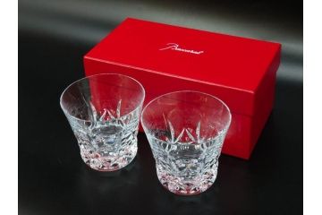 未使用　フランス　Baccarat　バカラ　エクラ(Eclat)　The YEAR 2023　澄んだ輝きを放つイヤータンブラー2客セット(コップ、グラス、ロックグラス、フルレッドクリスタルガラス、共箱付き)(R-081680)