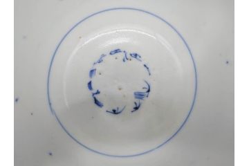 江戸期　古伊万里　染付　花蝶図　清楚な佇まいの湯呑6客セット(雷紋、湯のみ、ぐい呑み、茶器、煎茶、和食器)(R-081684)