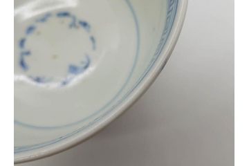 江戸期　古伊万里　染付　花蝶図　清楚な佇まいの湯呑6客セット(雷紋、湯のみ、ぐい呑み、茶器、煎茶、和食器)(R-081684)
