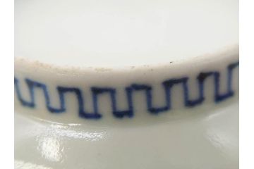 江戸期　古伊万里　染付　花蝶図　清楚な佇まいの湯呑6客セット(雷紋、湯のみ、ぐい呑み、茶器、煎茶、和食器)(R-081684)