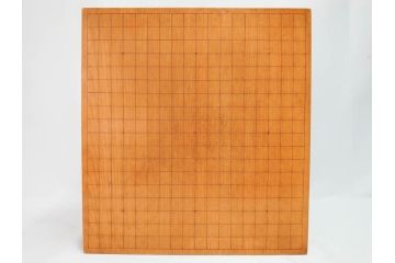 昭和2年　戦前　大正　前澤　日蓮　書付　使い込まれた風合いが魅力の碁盤(囲碁盤、足付、木製、カバー付)(R-081688)
