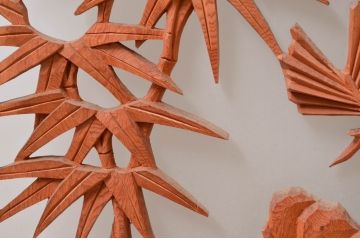 アンティーク建具　上手物!!　鷹(タカ)、松、竹の図柄の上質な彫刻が施された片面ガラス書院戸4枚セット(窓、ガラス戸、引き戸)(R-081704)