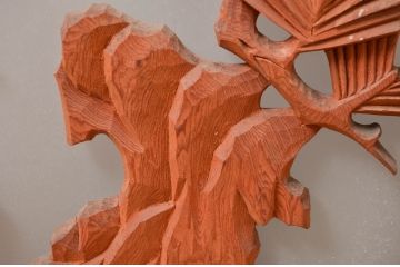 アンティーク建具　上手物!!　鷹(タカ)、松、竹の図柄の上質な彫刻が施された片面ガラス書院戸4枚セット(窓、ガラス戸、引き戸)(R-081704)