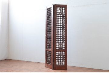 アンティーク建具　アラビア建築様式で作られたマシュラビーヤの折れ戸、格子戸1枚(衝立、衝い立て、つい立て、パーティション)(R-081705)