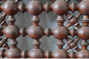 アンティーク建具　アラビア建築様式で作られたマシュラビーヤの折れ戸、格子戸1枚(衝立、衝い立て、つい立て、パーティション)(R-081705)