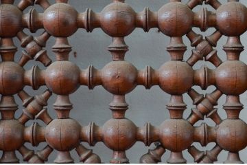 アンティーク建具　アラビア建築様式で作られたマシュラビーヤの折れ戸、格子戸1枚(衝立、衝い立て、つい立て、パーティション)(R-081705)