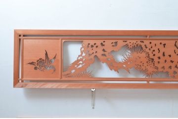 ビンテージ建具　高級品!　凝ったデザインが魅力的な透かし彫りの欄間2枚セット(明かり取り、明り取り、鷹、鷲、ヴィンテージ)(R-081710)
