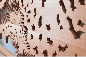 ビンテージ建具　高級品!　凝ったデザインが魅力的な透かし彫りの欄間2枚セット(明かり取り、明り取り、鷹、鷲、ヴィンテージ)(R-081710)