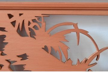 ビンテージ建具　高級品!　凝ったデザインが魅力的な透かし彫りの欄間2枚セット(明かり取り、明り取り、鷹、鷲、ヴィンテージ)(R-081710)