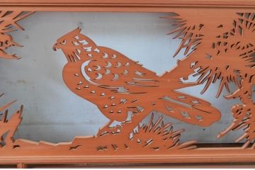 ビンテージ建具　高級品!　凝ったデザインが魅力的な透かし彫りの欄間2枚セット(明かり取り、明り取り、鷹、鷲、ヴィンテージ)(R-081710)