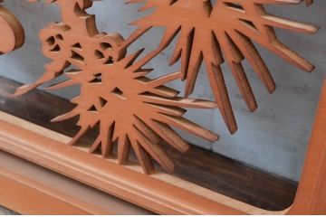 ビンテージ建具　高級品!　凝ったデザインが魅力的な透かし彫りの欄間2枚セット(明かり取り、明り取り、鷹、鷲、ヴィンテージ)(R-081710)
