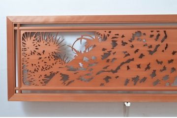 ビンテージ建具　高級品!　凝ったデザインが魅力的な透かし彫りの欄間2枚セット(明かり取り、明り取り、鷹、鷲、ヴィンテージ)(R-081710)
