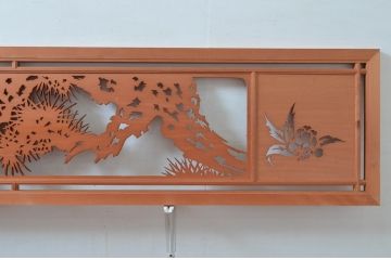 ビンテージ建具　高級品!　凝ったデザインが魅力的な透かし彫りの欄間2枚セット(明かり取り、明り取り、鷹、鷲、ヴィンテージ)(R-081710)