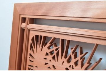 ビンテージ建具　高級品!　凝ったデザインが魅力的な透かし彫りの欄間2枚セット(明かり取り、明り取り、鷹、鷲、ヴィンテージ)(R-081710)
