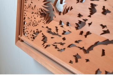 ビンテージ建具　高級品!　凝ったデザインが魅力的な透かし彫りの欄間2枚セット(明かり取り、明り取り、鷹、鷲、ヴィンテージ)(R-081710)