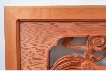 ビンテージ建具　最高級!!　上手物　迫力のある雲に龍の図柄が目を惹く作行の良い彫刻欄間2枚セット(明かり取り、明り取り、ヴィンテージ)(R-081711)