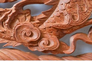 ビンテージ建具　最高級!!　上手物　迫力のある雲に龍の図柄が目を惹く作行の良い彫刻欄間2枚セット(明かり取り、明り取り、ヴィンテージ)(R-081711)