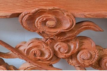 ビンテージ建具　最高級!!　上手物　迫力のある雲に龍の図柄が目を惹く作行の良い彫刻欄間2枚セット(明かり取り、明り取り、ヴィンテージ)(R-081711)
