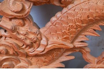ビンテージ建具　最高級!!　上手物　迫力のある雲に龍の図柄が目を惹く作行の良い彫刻欄間2枚セット(明かり取り、明り取り、ヴィンテージ)(R-081711)