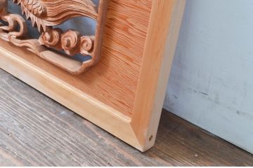 ビンテージ建具　最高級!!　上手物　迫力のある雲に龍の図柄が目を惹く作行の良い彫刻欄間2枚セット(明かり取り、明り取り、ヴィンテージ)(R-081711)