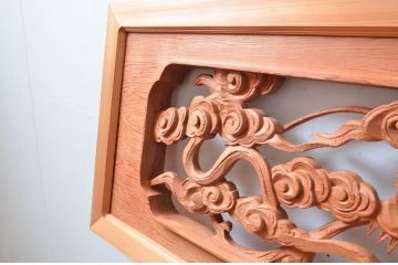 ビンテージ建具　最高級!!　上手物　迫力のある雲に龍の図柄が目を惹く作行の良い彫刻欄間2枚セット(明かり取り、明り取り、ヴィンテージ)(R-081711)