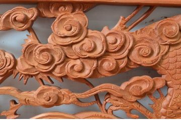 ビンテージ建具　最高級!!　上手物　迫力のある雲に龍の図柄が目を惹く作行の良い彫刻欄間2枚セット(明かり取り、明り取り、ヴィンテージ)(R-081711)