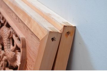 ビンテージ建具　最高級!!　上手物　迫力のある雲に龍の図柄が目を惹く作行の良い彫刻欄間2枚セット(明かり取り、明り取り、ヴィンテージ)(R-081711)