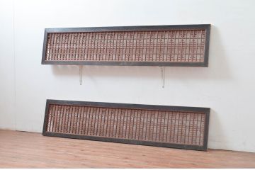 アンティーク建具　繊細な組子が上品な印象を与える組子欄間2枚セット(明かり取り、明り取り)(R-081712)