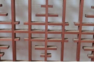 アンティーク建具　繊細な組子が上品な印象を与える組子欄間2枚セット(明かり取り、明り取り)(R-081712)