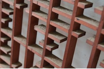 アンティーク建具　繊細な組子が上品な印象を与える組子欄間2枚セット(明かり取り、明り取り)(R-081712)