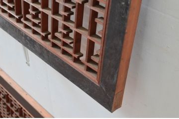 アンティーク建具　繊細な組子が上品な印象を与える組子欄間2枚セット(明かり取り、明り取り)(R-081712)