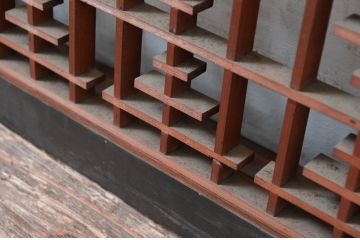 アンティーク建具　繊細な組子が上品な印象を与える組子欄間2枚セット(明かり取り、明り取り)(R-081712)