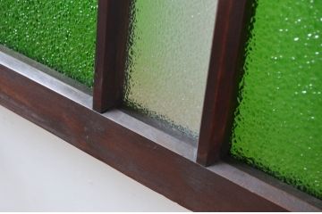 アンティーク建具　大正ロマン　お部屋のアクセントになる!色ガラス入りのガラス欄間2枚セット(明かり取り、明り取り)(R-081714)