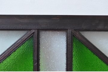 アンティーク建具　大正ロマン　お部屋のアクセントになる!色ガラス入りのガラス欄間2枚セット(明かり取り、明り取り)(R-081714)