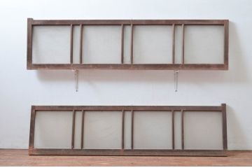 アンティーク建具　どこか懐かしい雰囲気を醸し出す明り取り2枚セット(明かり取り、ガラス欄間)(R-081718)