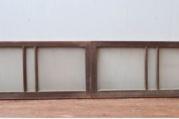 アンティーク建具　経年変化による風合いが味わい深い明かり取り2枚セット(明り取り、ガラス欄間)(R-081719)