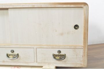 中古　伝統工芸士　田澤謙介作　品のある佇まいが魅力的な加茂総桐箪笥ローボード(総桐たんす、四方丸、大丸、和タンス、収納棚、戸棚、テレビボード、テレビ台)(R-081722)