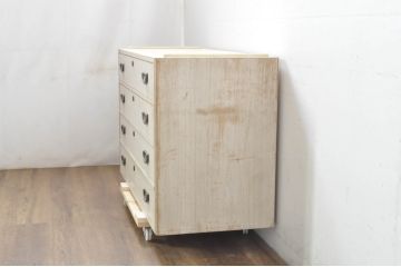 中古　伝統工芸士　田澤謙介作　品のある佇まいが魅力的な加茂総桐箪笥ローチェスト(総桐たんす、四方丸、大丸、和タンス、サイドチェスト、テレビボード、テレビ台)(R-081723)