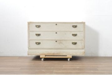 中古　伝統工芸士　田澤謙介作　品のある佇まいが魅力的な加茂総桐箪笥ローチェスト(総桐たんす、四方丸、大丸、和タンス、サイドチェスト、テレビボード、テレビ台)(R-081724)