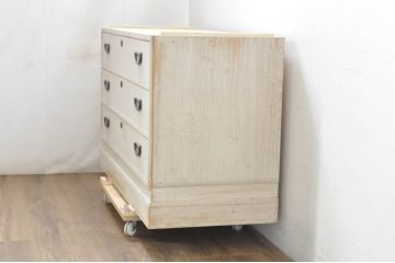 中古　伝統工芸士　田澤謙介作　品のある佇まいが魅力的な加茂総桐箪笥ローチェスト(総桐たんす、四方丸、大丸、和タンス、サイドチェスト、テレビボード、テレビ台)(R-081724)
