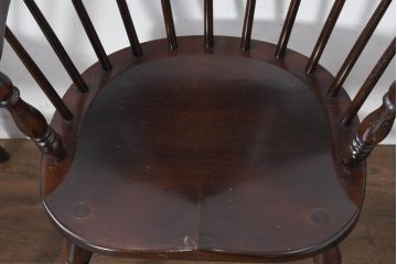 和製ビンテージ　松本民芸家具　#91型　落ち着きのある大人カフェ風インテリアが叶うキャプテンチェア3脚セット(アームチェア、板座チェア、ダイニングチェア、椅子、イス、ヴィンテージ、バラ売り可能)(定価3脚で約39万円)(R-081735)