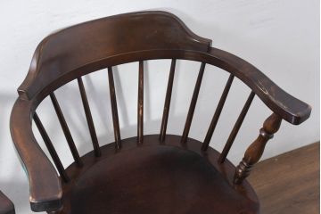 和製ビンテージ　松本民芸家具　#91型　落ち着きのある大人カフェ風インテリアが叶うキャプテンチェア3脚セット(アームチェア、板座チェア、ダイニングチェア、椅子、イス、ヴィンテージ、バラ売り可能)(定価3脚で約39万円)(R-081735)