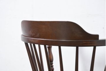 和製ビンテージ　松本民芸家具　#91型　落ち着きのある大人カフェ風インテリアが叶うキャプテンチェア3脚セット(アームチェア、板座チェア、ダイニングチェア、椅子、イス、ヴィンテージ、バラ売り可能)(定価3脚で約39万円)(R-081735)